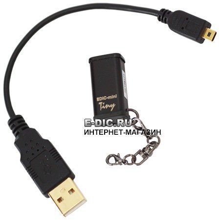 Диктофон E-dic-mini Tiny A31 подключается к компьютеру с помощью кабеля miniUSB